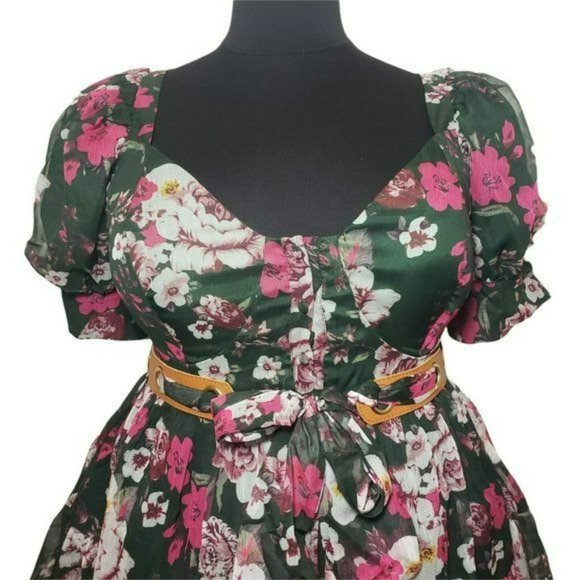 Latiste by Amy Green Floral Sweetheart Neckline Short Sleeve Dress XL - Picture 8 of 15